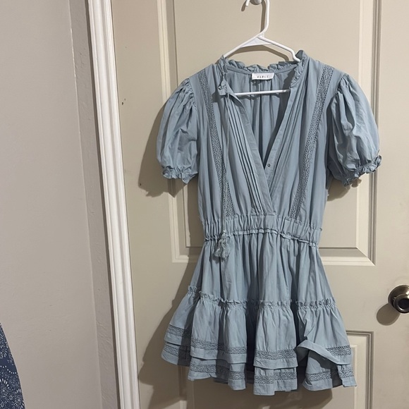 MARBLE Light Blue Ruffle Trim Top - Picture 1 of 5